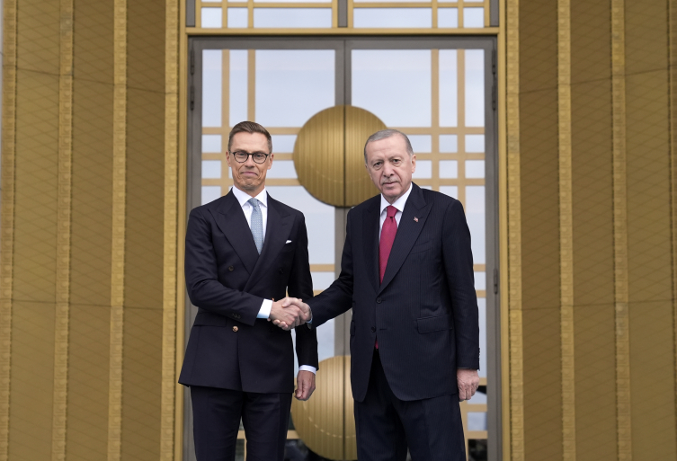 Erdoğan ve Stubb'un selamlaşması